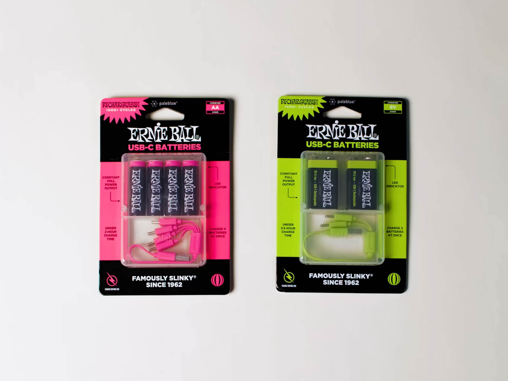 Ernie Ball Launches USB-C Rechargeable AA and 9V Batteries for Guitar Gear